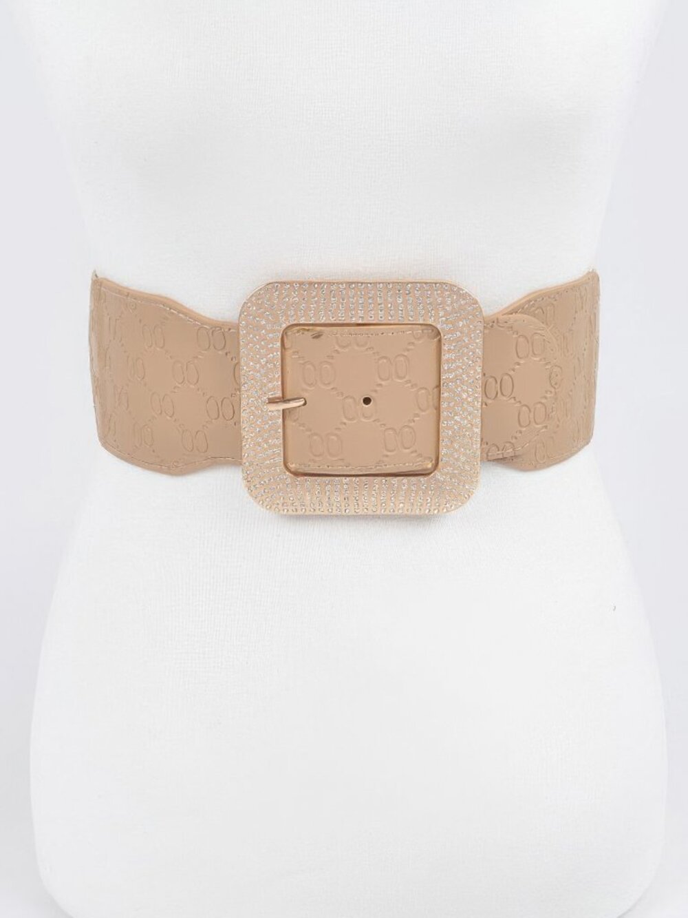 Big Rhinestone Buckle Embossed Plus Size Belt